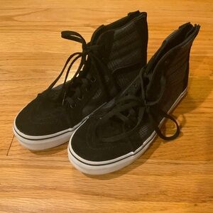 Kids Black/Dark Grey High Top Vans Shoes Size 4 GREAT CONDITION